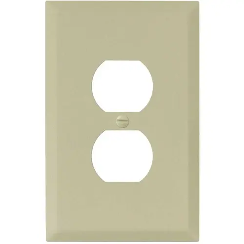 Ivory Textured 1-Gang Duplex Jumbo Metal Wall Plate