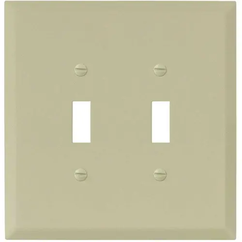 Ivory Textured 2-Gang Toggle Jumbo Metal Wall Plate - pack of 10