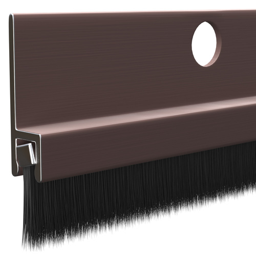 72" Extruded Dark Bronze Anodized and Nylon Brush Door 11/32" Bristle Weatherstrip