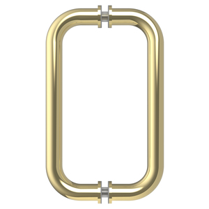 L  Gold Plated 6" Tubular Back-to-Back 3/4" Diameter Shower Door Pull Handles 