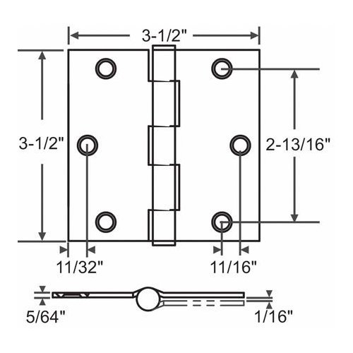 Brixwell 56-263SNK 3.5in X 3.5in Plain Bearing butt Hinge Radius ...