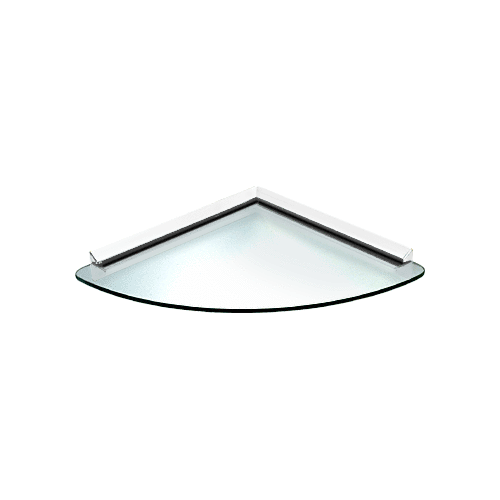 12" x 12" KV Clear Glass Corner Shelf Kit With White Bracket