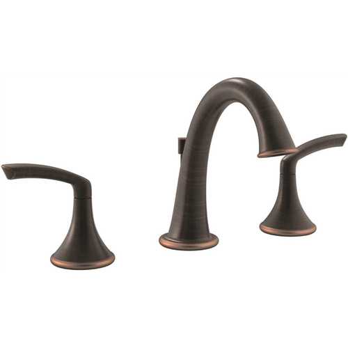 Minimalist 8 in. Widespread 2-Handle Bathroom Faucet with Drain Assembly in Seasoned Bronze