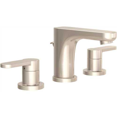 Symmons SLW-6712-STN-1.0 Identity 8 in. Widespread 2-Handle Bathroom Faucet with Drain Assembly in Brushed Nickel