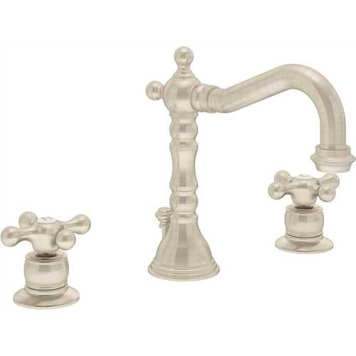 Carrington 8 in. Widespread 2-Handle Bathroom Faucet with Drain Assembly in Brushed Nickel