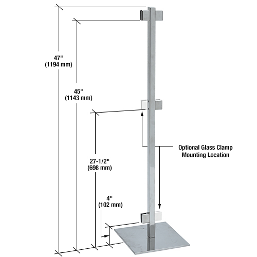 CRL FSP47CPPS Polished Stainless F-Post 47" - Center Post