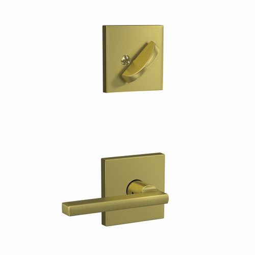 Custom Latitude Lever with Collins Rose Dummy Interior Trim Satin Brass Finish