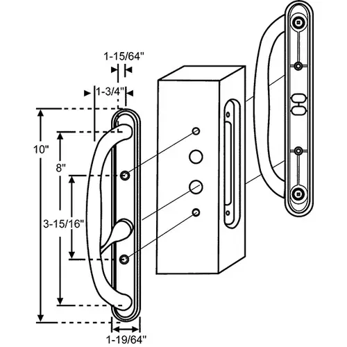 Patio Door Handle Black offset Latch