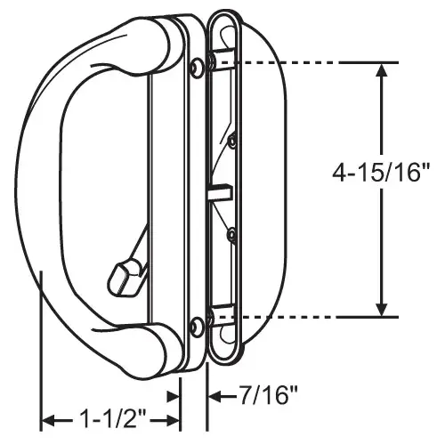 Patio Door Handle White non Locking