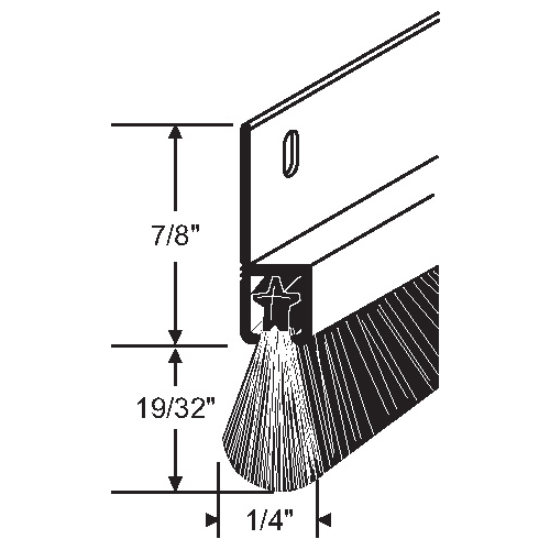 36in Alum/brush Doorsweep 7/8in Mounting Brkt 19/32 Pile mill