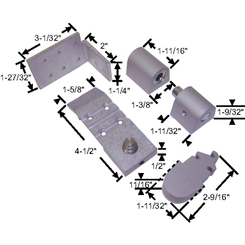 Offset Pivot Set 3/4in Alum Door And Frame 1/8in Vertical Adjustment 1/8in Recessed Door Aluminum