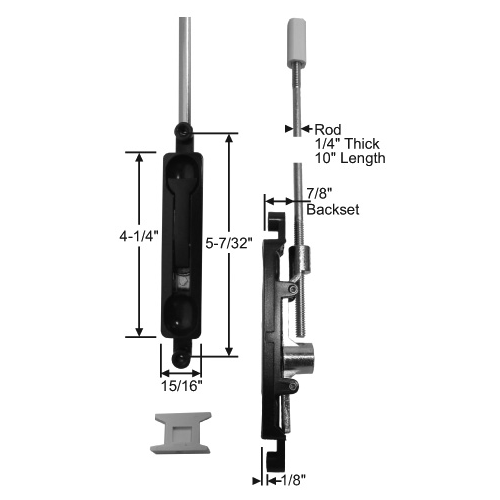 Mortise Flush Bolt Bronze 10in Rod X 1/8in Offset 3/4in Backset X 7/8in Throw