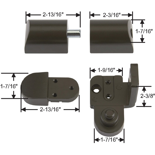 Offset Pivot Set full Race Bearings tamper Proof 1/8in Recessed Door Bronze