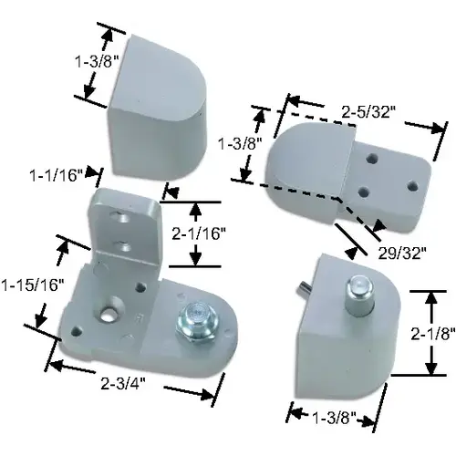 Offset Pivot Set 3/4in Alum Door And Frame 1/8in Vertical Adjustment 3/32in Recessed Door Aluminum