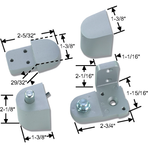 Offset Pivot Set 3/4in Alum Door And Frame 1/8in Vertical Adjustment 3/32in Recessed Door Aluminum