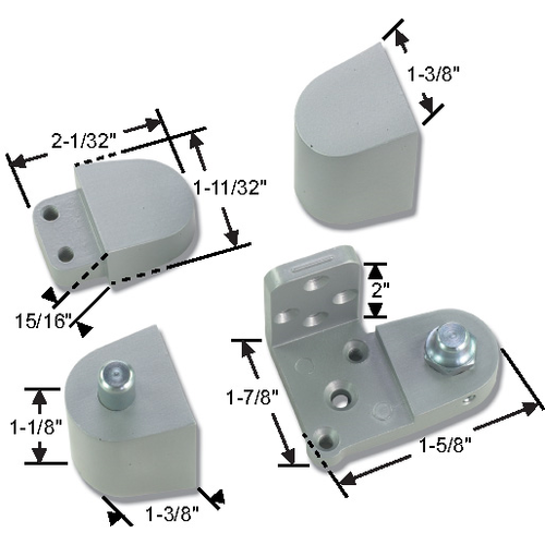 Offset Pivot Set 3/4in Alum Door And Frame 1/8in Vertical Adjustment 1/8in Recessed Door Aluminum