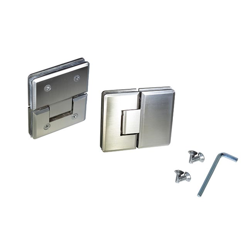 Heavy Duty Brass Shower Hinge brushed Nickel Phillip Hd Scre 180-Degree GlasS-TO-Glass 2pcs Hexagon Screws Allen Scre