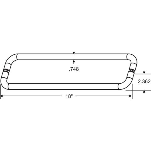 18in Tubular Pull Handle Towel bar 3/4 X C-C 18in without Metal Washers brushed Nickel Double Sided