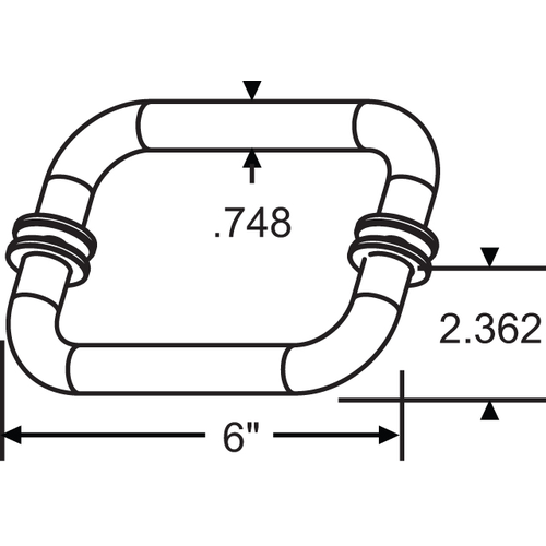 6in Tubular Pull Handle bacK-TO-Back Pull Handle brushed Nickel - Washers Pair