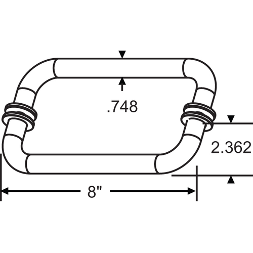 8in Tubular Pull Handle bacK-TO-Back Pull Handle brushed Nickel Washers Pairs