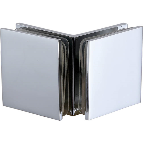 Square Shower Clamp glass To Glass Bright Chrome 90-Degree For Glass 8-12mm Size 50x50mm