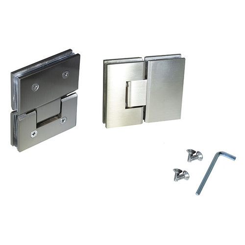 Solid Brass Shower Hinge Hd bevel Edge 180-Degree glasS-TO-Glass For 10mM-12mm glass Brushed Nickel