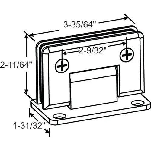 Standard Duty Hinge Bevel Edge 90dg GlasS-TO-Wall Brushed Nkl with Phillips Head Screws 2pcs Hexagon Screws Allen Scre