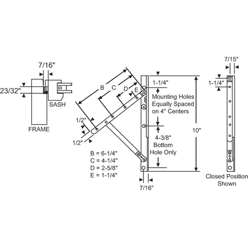 Truth Lh 10 Hinge Assembly ss Awning Stainless Steel