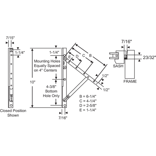 Truth Rh 10 Hinge Assembly ss Awning Stainless Steel