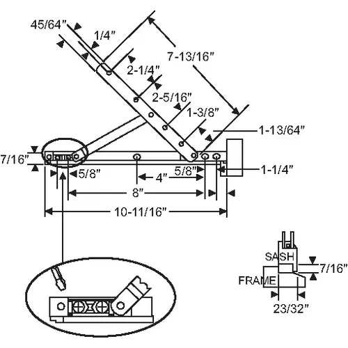 Concealed Hinge Assembly upper Left Lower Right With perf Hinge Arm E-Gard