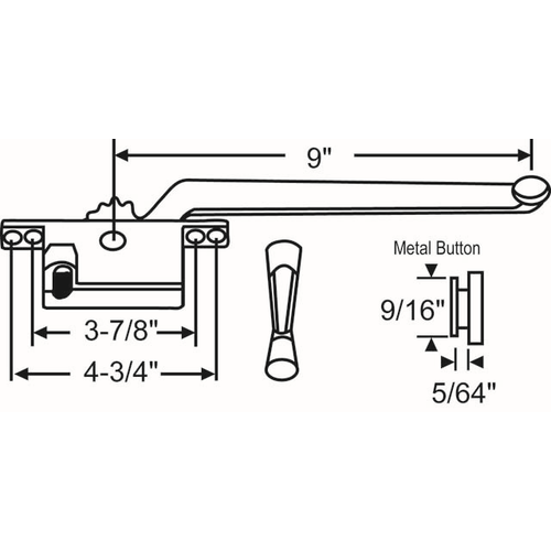 Casement Operator Assembly aluminum Handle Included cwo 1 L White die Cast 3/in Hand Knobs