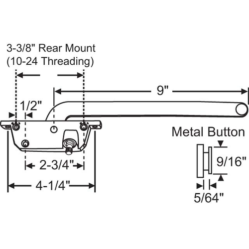 Casement Operator Assembly brown Handle Included Die Cast