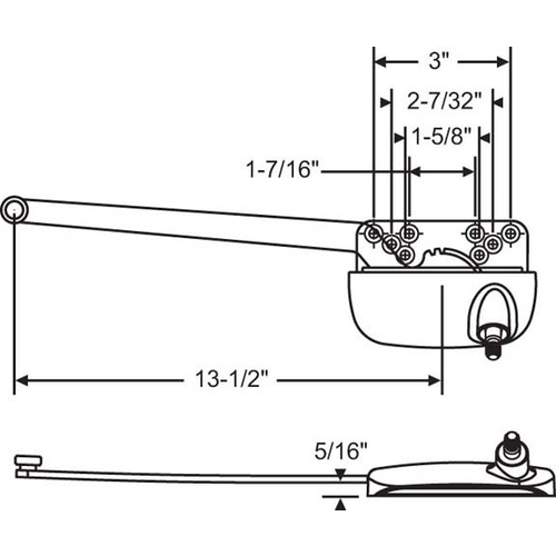 Single Arm Casement Operator white Truth Left Hand handle Sold Seperately