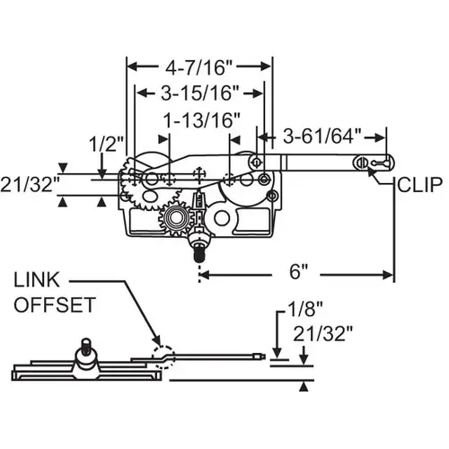 Dyad Arm Casement Operator truth Left Hand bent Arm