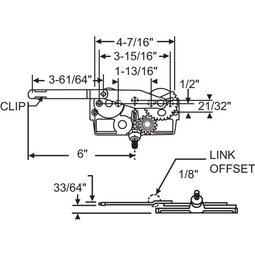 Dyad Arm Casement Operator truth Right Hand bent Arm