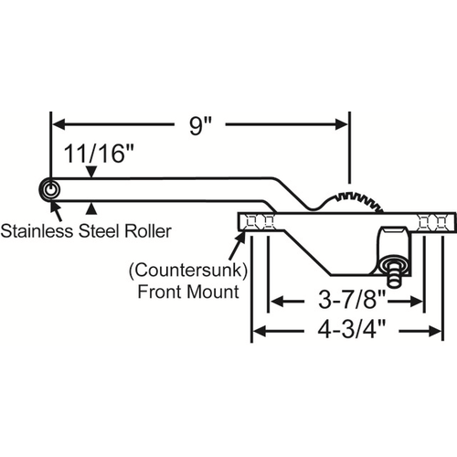 Single Arm Casement Operator chestnut Bronze Truth Right hand Front Mount 9in Arm length Handle Sold Seperately