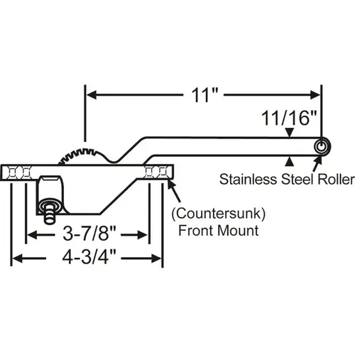 Single Arm Casement Operator bronze Truth Left Hand front Mount 11in Arm Length handle Sold Seperately