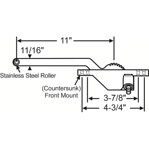 Single Arm Casement Operator bronze Truth Right Hand front Mount 11in Arm Length handle Sold Seperately