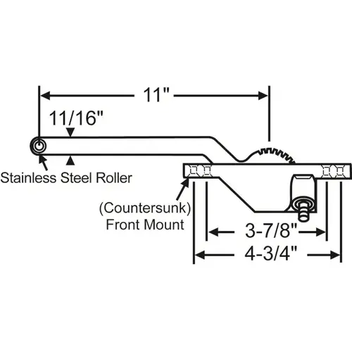 Rh Casement OperatoR-Black 11" Arm