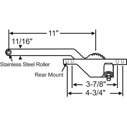 Single Arm Casement Operator chestnut Bronze Truth Right hand Rear Mount 11in Arm length Handle Sold Seperately