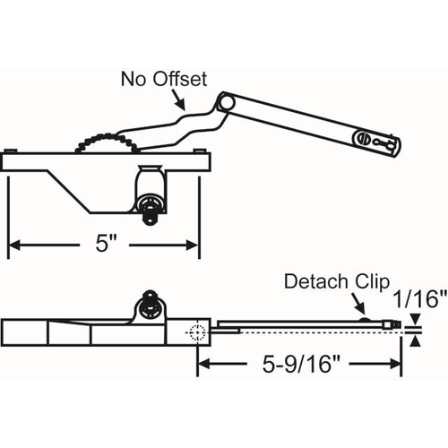 Dyad Casement Operator White truth Right Hand Rear Mount handle Sold Seperately