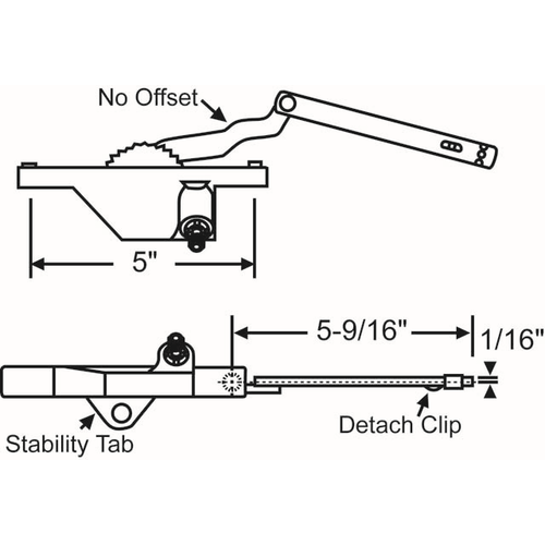 Brixwell 36-265-3 Dyad Casement Operator White truth Right Hand Rear ...