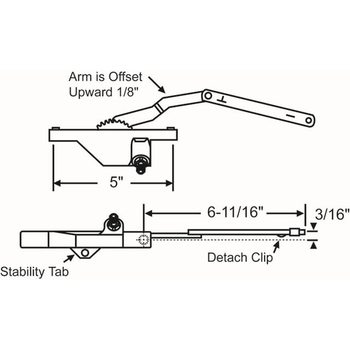 Dyad Casement Operator White truth Right Hand Rear Mount handle Sold Seperately