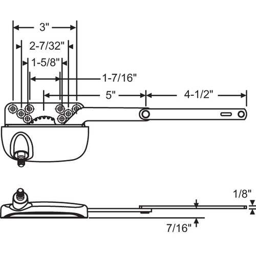 Split Arm Casement Operator white Truth Left Hand handle Sold Seperately ellipse Style Case