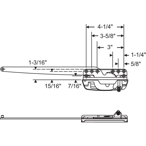 Sill Mount Casement Operator single Arm Truth Left Hand