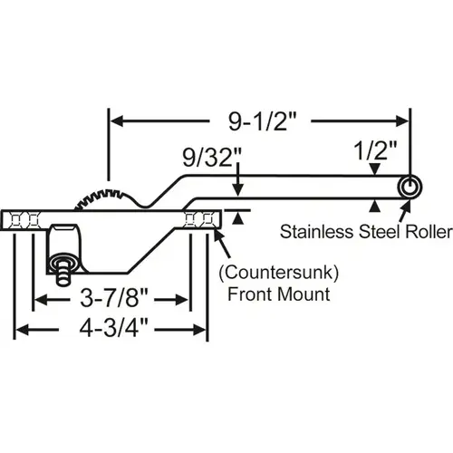 Single Arm Casement Operator bronze Truth Left Hand front Mount Stainless Steel roller 9-1/2in Arm Length