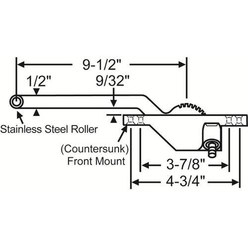 Single Arm Casement Operator bronze Truth Right Hand front Mount Stainless Steel roller 9-1/2in Arm Length