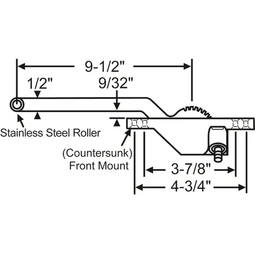 Use 36-434-21 single Arm Casement Operator 9-1/2in Arm Brushed Copper nickel Truth Right Hand Front