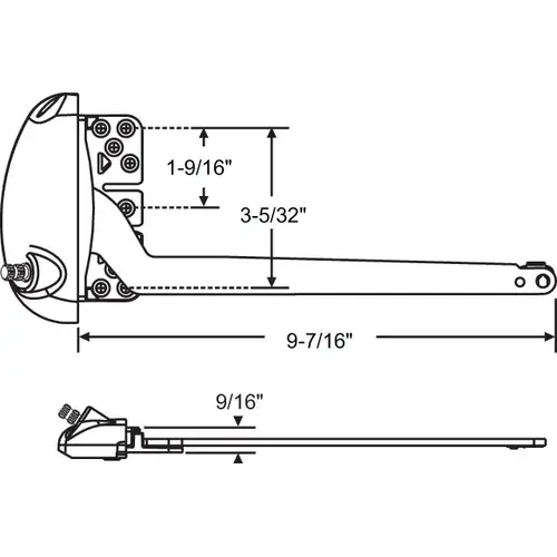 X Drive Casement Operator for Vinyl Window White 9-1/2in Single Arm Length handle Sold Separate