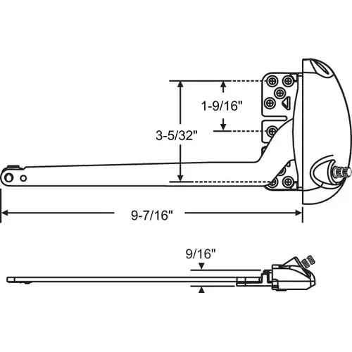 X Drive Casement Operator for Vinyl Window White 9-1/2in Single Arm Length handle Sold Separate